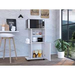English Elm Columba Kitchen Cart with Microwave Countertop and Single Door Cabinet on Smooth Rolling Casters for Easy Mobility Black 46 L x 22 W x 4 H B128P148689