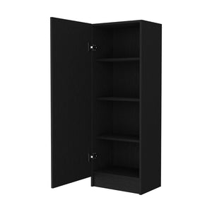 English Elm Miami Black Single Door Pantry with Four Adjustable Shelves, Engineered Wood, Space-Saving Design B128P148743