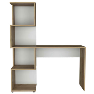English Elm Lincoln Multicolor Computer Desk with Bookcase, 47.24" Worksurface, 4 Deep Shelves & Comfort Height B128P148929