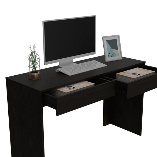 English Elm Tampa Modern Writing Computer Desk with Two Drawers, 47.3" Black Engineered Wood, Easy Assembly B128P148815