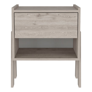English Elm Hyacinth Beige Nightstand with Drawer & Open Shelf, Engineered Wood, Metal Rails, Compact 18.9" H B128P148720