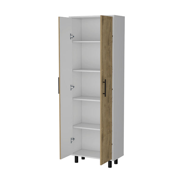 English Elm Oklahoma Tall Pantry Cabinet White — 5-Shelf Cupboard Organizer with Metal Handles & Legs B128P148774