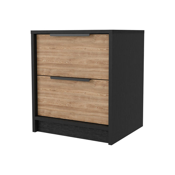 English Elm Washington Multicolor Nightstand with Two Large Drawers, 18" High Modern Particleboard Design, Metal Hardware B128P148837