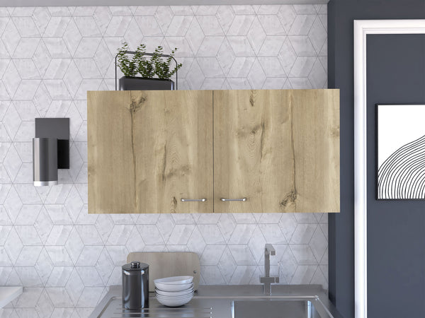 English Elm Oklahoma Multicolor Wall Cabinet Two Doors 39.3"W x 19.3"H Particle Board Extra Storage, Easy Assemble B128P148776
