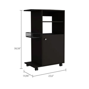 English Elm Columba Kitchen Cart with Microwave Countertop and Single Door Cabinet on Smooth Rolling Casters for Easy Mobility Black 46 L x 22 W x 4 H B128P148689