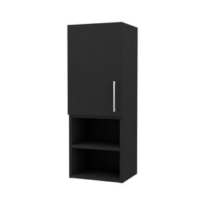 English Elm Praia Black Wall Medicine Cabinet with Single Door, 4 Shelves, Slim Modern Storage for Bathroom essentials B128P148796