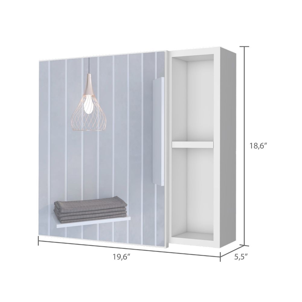English Elm Minsk Modern Medicine Cabinet with Mirror, Two External Shelves, Single Door, Three Interior Shelves Black 23 L x 19 W x 5 H B128P148749