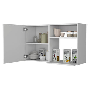 English Elm Oklahoma White 2-Door Wall Cabinet with 2 Side Shelves, Stackable Engineered Wood, Metal Handles B128P148767