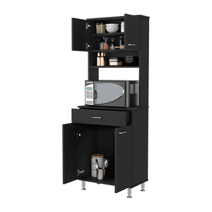 English Elm Bay Area Pantry multifunctional kitchen cabinet with drawer, adjustable metal legs, ample storage Black 38 L x 18 W x 9 H B128P148663