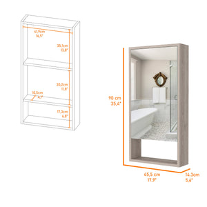 English Elm Modesto Mirrored Medicine Cabinet with Open Shelf and Two Interior Shelves for Bathroom Storage and Style Beige 39 L x 21 W x 5 H B128P148754
