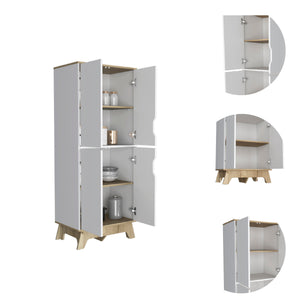 English Elm Zurich Multicolor Double Kitchen Pantry Cabinet with Countertop & Four Shelves on Legs, Engineered Wood B128P148848
