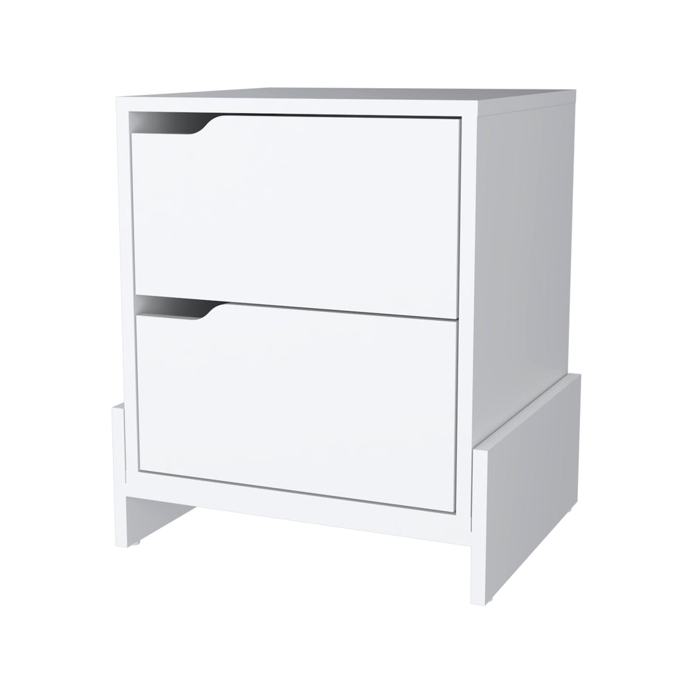 English Elm Lovell White Nightstand with Sturdy Base, 2 Spacious Drawers & Wide Top Surface for Bedside Storage B128P148741