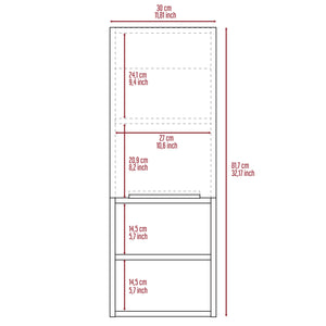 English Elm Milwaukee Light Oak Medicine Cabinet with Mirror, 2 Interior Shelves + 2 Open Bottom Shelves, Humidity-Resistant B128P148745