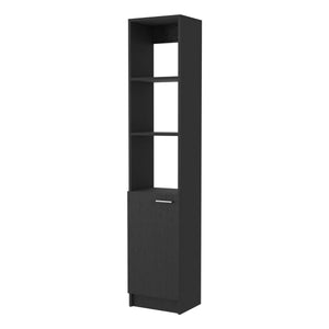 English Elm Kansas Linen Cabinet Black 63.8" Tall Slim Storage with 3 Open Shelves and Lower Concealed Cabinet for Bath B128P148725
