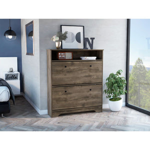 English Elm Brandford Shoe Rack with Superior Top and Two Shelves, Engineered Wood, Sturdy Entryway Storage Brown 50 L x 24 W x 6 H B128P148669