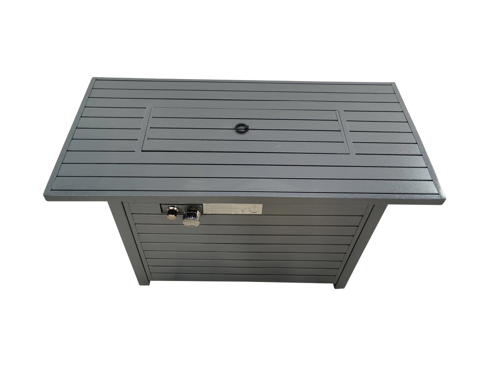 English Elm 11'' Steel Propane Outdoor Fire Pit Table Rectangular 50,000 BTU 8hr Burn Lava Rocks Cover Included B120P147937