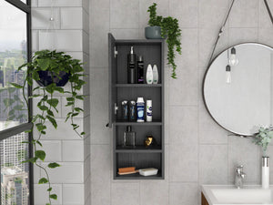 English Elm Miami Black Single Door Pantry with Four Adjustable Shelves, Engineered Wood, Space-Saving Design B128P148743