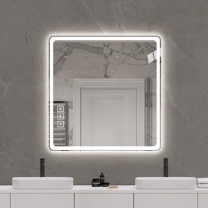 English Elm 36x36 Frameless Led Vanity Mirror Anti-fog Front Lit Square Bathroom Wall Mount W2071137653