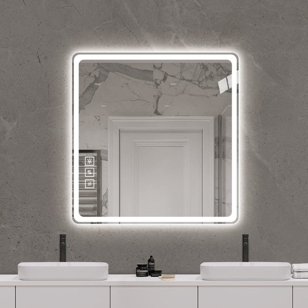 English Elm 36x36 Frameless Led Vanity Mirror Anti-fog Front Lit Square Bathroom Wall Mount W2071137653