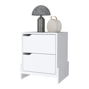 English Elm Lovell White Nightstand with Sturdy Base, 2 Spacious Drawers & Wide Top Surface for Bedside Storage B128P148741