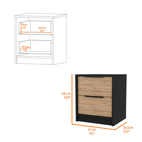 English Elm Washington Multicolor Nightstand with Two Large Drawers, 18" High Modern Particleboard Design, Metal Hardware B128P148837