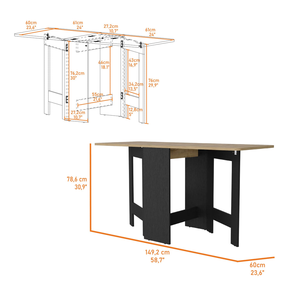 English Elm Kailua Foldable Dining Table — 3-Mode Space-Saving Engineered Wood, Multicolor, Stable 22lb Load Capacity B128P148722
