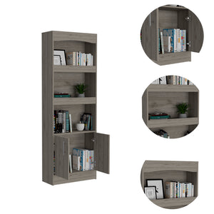 English Elm Durango Tall 70.8" Bookcase with Three Framed Shelves and Double Cabinet Doors for Elegant Storage Beige 74 L x 16 W x 5 H B128P148910