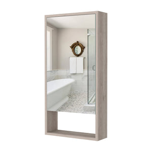 English Elm Modesto Mirrored Medicine Cabinet with Open Shelf and Two Interior Shelves for Bathroom Storage and Style Beige 39 L x 21 W x 5 H B128P148754