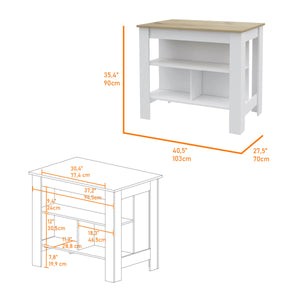 English Elm Brooklyn Rustic Kitchen Island with Hidden Shelves and Ergonomic Bar Design for Entertaining Elegance Multicolor 45 L x 32 W x 4 H B128P148676