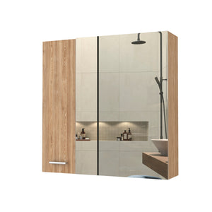 English Elm Kenya Pine Medicine Cabinet Mirror Double Door | Humidity-Resistant, 4 Spacious Shelves, Compact Elegance B128P148728