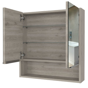 English Elm Ozark Modern 24" Mirrored Medicine Cabinet with Three Interior Shelves and Open Bottom Shelf Black 28 L x 22 W x 5 H B128P148781