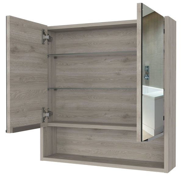 English Elm Ozark Modern 24" Mirrored Medicine Cabinet with Three Interior Shelves and Open Bottom Shelf Black 28 L x 22 W x 5 H B128P148781