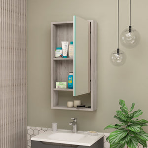 English Elm Modesto Mirrored Medicine Cabinet with Open Shelf and Two Interior Shelves for Bathroom Storage and Style Beige 39 L x 21 W x 5 H B128P148754