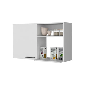 English Elm Oklahoma White 2-Door Wall Cabinet with 2 Side Shelves, Stackable Engineered Wood, Metal Handles B128P148767