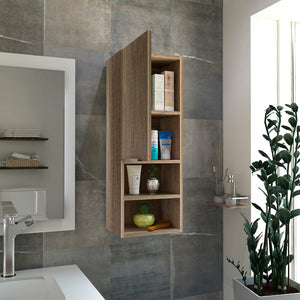 English Elm Milwaukee Light Oak Medicine Cabinet with Mirror, 2 Interior Shelves + 2 Open Bottom Shelves, Humidity-Resistant B128P148745
