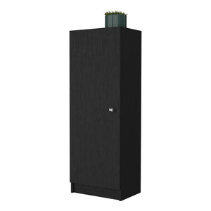 English Elm Miami Black Single Door Pantry with Four Adjustable Shelves, Engineered Wood, Space-Saving Design B128P148743