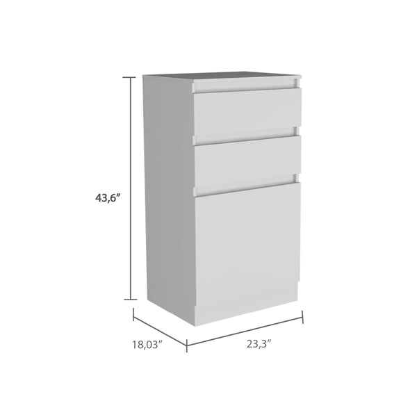 English Elm Celestial chic jewelry dresser with mirror, two drawers and single-door cabinet for elegant storage and decor White 51 L x 26 W x 5 H B128P148686