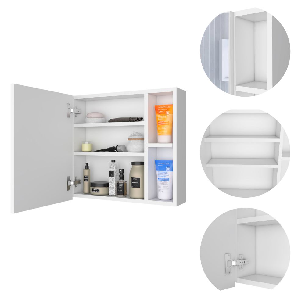 English Elm Minsk Modern Medicine Cabinet with Mirror, Two External Shelves, Single Door, Three Interior Shelves Black 23 L x 19 W x 5 H B128P148749