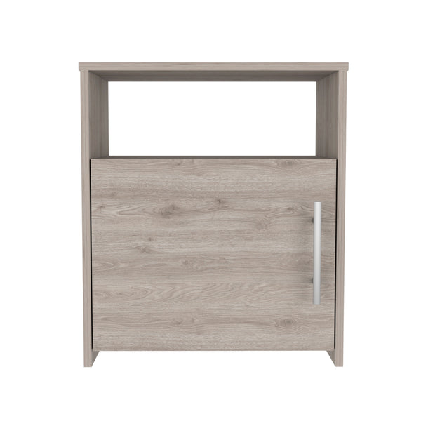 English Elm Bristol Beige Nightstand with Engineered Wood, 1 Cabinet & Shelf, Nickel Steel Handles, Compact Elegance B128P148673