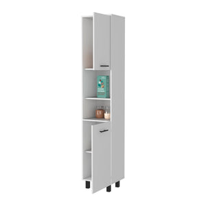 English Elm Sheffield Space-Saving 2-Door Pantry Cabinet — 15.7" Wide, Tall Top Shelf, 2 Middle & Bottom Shelves B128P148807