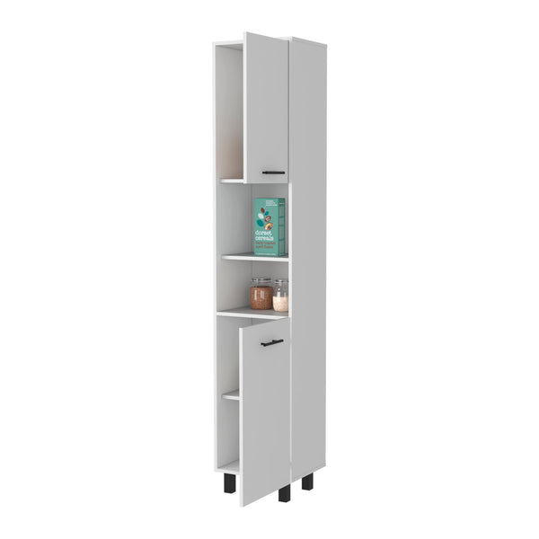 English Elm Sheffield Space-Saving 2-Door Pantry Cabinet — 15.7" Wide, Tall Top Shelf, 2 Middle & Bottom Shelves B128P148807