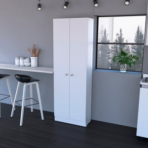 English Elm Virginia Double Door Storage Cabinet White, 5 Adjustable Shelves for Kitchen, Garage & Mudroom Organizing B128P148833