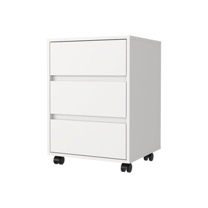 English Elm Vienna Mobile File Cabinet 3-Drawer White – Engineered Wood, Roller Blade Glide, 4 Swivel Wheels, Locking B128P148827