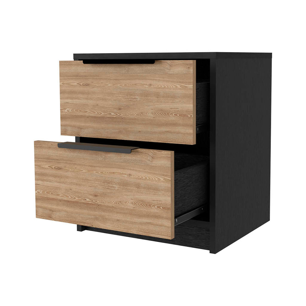 English Elm Washington Multicolor Nightstand with Two Large Drawers, 18" High Modern Particleboard Design, Metal Hardware B128P148837