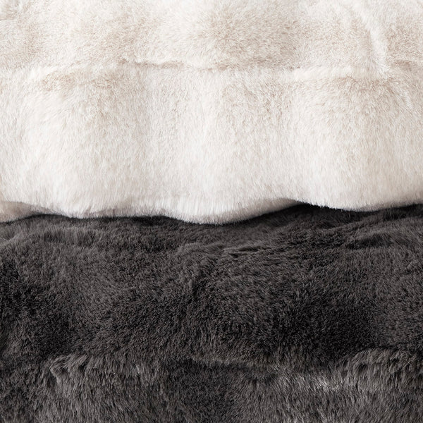 English Elm 50x60" Faux Fur Throw Luxury Basketweave Texture, Neutral Machine Washable, Oeko‑Tex Certified Comfort B035129464
