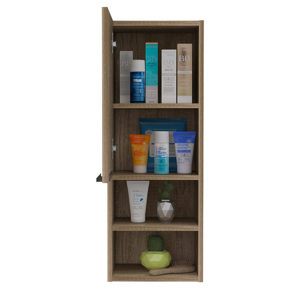 English Elm Milwaukee Light Oak Medicine Cabinet with Mirror, 2 Interior Shelves + 2 Open Bottom Shelves, Humidity-Resistant B128P148745