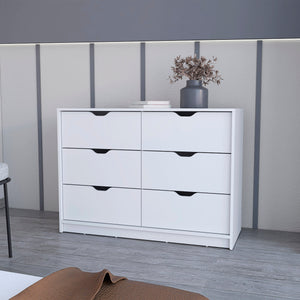 English Elm Dillon White 4-Drawer Dresser with 2 Bottom Cabinets for Clothes & Shoes, Engineered Wood Storage B128P148697