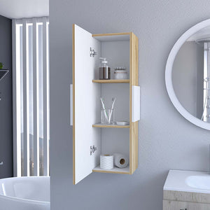English Elm Nottingham Light Oak-White Medicine Cabinet with 3 Shelves, Engineered Wood, Nickel Hinges, Moisture Resistant B128P148763