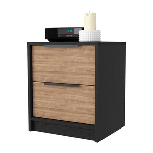 English Elm Washington Multicolor Nightstand with Two Large Drawers, 18" High Modern Particleboard Design, Metal Hardware B128P148837