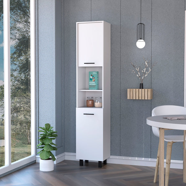 English Elm Sheffield Narrow 2-Door Pantry Cabinet with Adjustable Metal Legs, Tall Storage, Shelves, Space-Saver B128P148808